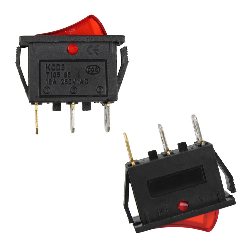 AUXBC 6Pcs Red Light Illuminated Rocker Switch, SPST On-Off Toggle