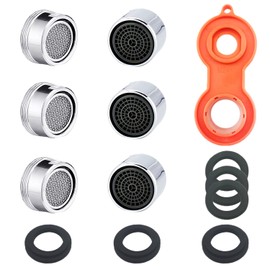 Pack of 6 Aerators, Tap Strainer Insert, Aerator, Mixing Nozzles with Filters, M24 Copper Filters with External Wires, M22 Copper Filters with Inner Wires ABS Wrench, for Taps
