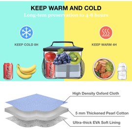 Insulated Lunch Bag for Women/Men - Reusable Lunch Box for School Office Picnic Hiking Beach - Leakproof 12-Can Coke Cooler Tote Bag Organizer with Adjustable Shoulder Strap for Kids/Adults - Grey