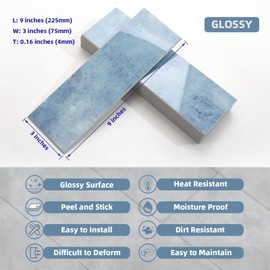 Tilingview 30 PCS Peel and Stick Backsplash Tile for Kitchen/Bathroom/Living Room, 3"x 9" Self-Adhesive Subway Tile for Backsplash, Imitation Glazed Tiles/Handmade Tiles (Glossy Sky Blue)