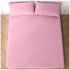 Fitted Bed Sheets King Size (150x200 cm) - Breathable Fitted Sheet 25cm(10") Deep - Elasticated Corners Bottom Sheet - Pink