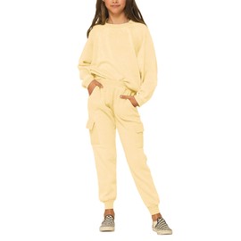 Imily Bela Kids Girls Sweatsuit Lounge sets Crewneck Sweatshirt Casual Drawstring Sweatpants with Pocket