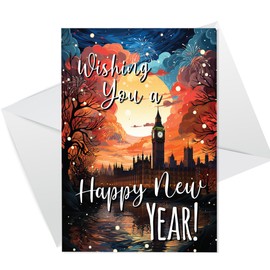 RED OCEAN Happy New Year Cards, Pack of 12 Various New Year Greeting Cards & Envelopes, New Year Cards For Friends Family Neighbours Colleagues