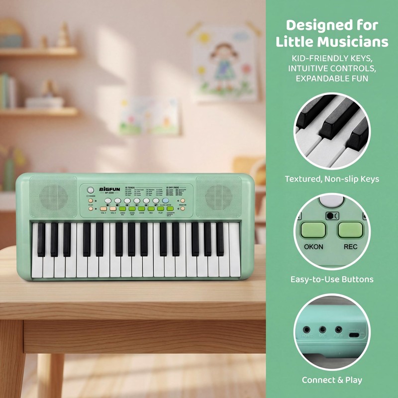 Raimy 32 Key Keyboard Piano for Kids with Microphone and
