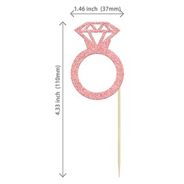 24 piezas de oro rosa con purpurina de diamante para decoración de cupcakes, boda, compromiso, decoración de pastel para fiesta de compromiso, despedida de soltera, decoración de pasteles