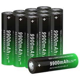 CWUU 18650 3.7V Rechargeable Battery, 9900mAh Battery for Flashlights, Headlamps & More, Flat Top, 12 Pack, 240719