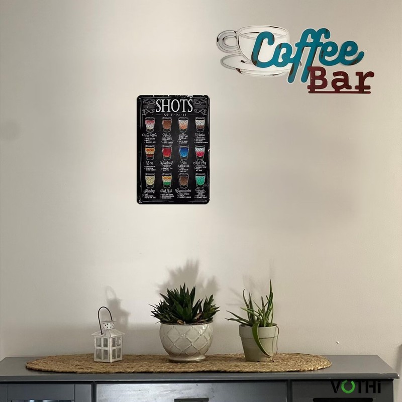 VOTHI Funny Retro Shots Menu Bar Signs for Home Bar