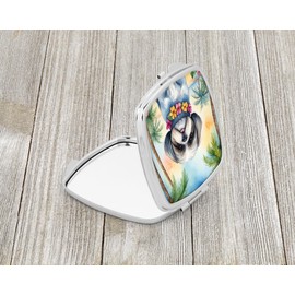 Caroline's Treasures Shih Tzu Luau Compact Mirror Decorative Travel Makeup Mirror for Women Girls Gifts Pocket Makeup Mirror Folding Handheld