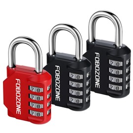 FOBOZONE Combination Padlock 4 Digit Waterproof Padlock with Resettable Code for Gym Locker, Cabinet, Shed, Reel, Gate (Black 2 & Red 1)