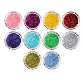NAIL FACTORY - GLITTER COLLECTION VOL. 1, 10 Colores Distintos de Polvo Acrílico con Tonalidades Metálicas para Decoración de Uñas.