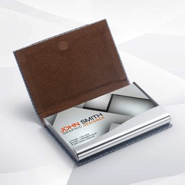 MOTYAWN Business Card Holder- Name Multi Card Case, Luxury PU Leather Wallet, Credit Card ID Case, Stainless Steel Slim Metal Pocket Card Case Holder for Women & Men with Magnetic Shut