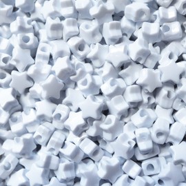 BeadExplosion Star Beads White Opaque 13mm Pony Beads Large Hole Made in USA, B07874