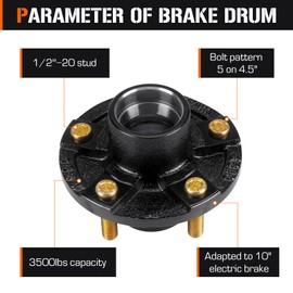 AEagle 2 Sets 5 on 4.5" Bolt Circle Trailer Hub 5 Lug Idler Hub Kits for 3,500lbs 1-1/16'' to 1-3/8'' Tapered Axle, Replacement for L68149 L44649 Inner & Outer Cone Bearings