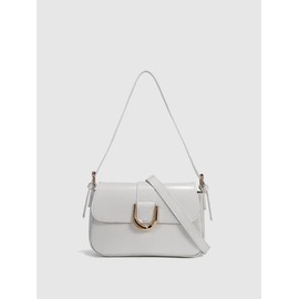 Summer Women's Vintage Solid Buckle Decor Designer Shoulder Bag, Gifts for Girlfriend, Adjustable Strap PU Leather Bags for Work, Fashion Women's Bags for Back To School, Valentine's Day, Gift for Her:_White_Please Refer To The Pictures for Dimensions