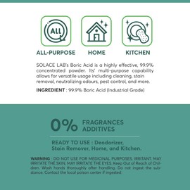 Boric Acid - 99.9% Pure Fine Powder | Multi-Purpose, Household, Kitchen, Cleaner | Industrial Grade Strength | 1 lb