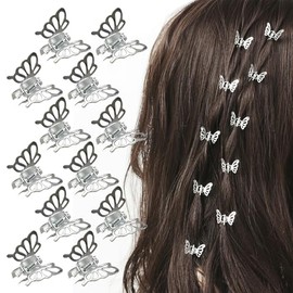 20 Pinzas Para El Cabello De 2 Cm (0,8") Con Forma De Mariposa, De Metal, Mini, Bonitas Y Modernas, Color Plata.