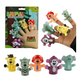 Heaton Party ® Animal Finger Set, 5 Pack Educational Fun Finger Puppets Toys for Girls Boys Monkey, Zebra, Elephant, Giraffe, Lion 6cm BPA-free PVC Puppets Bath Toys Easter Xmas Gift for Kids