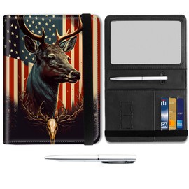 Passport and Vaccine Card Holder Combo, Leather Travel Wallet Passport Holder, Cover Case with CDC Vaccination Card Slot, Travel Documents Organizer Protector for Men Women,American Flag Deer/Skull