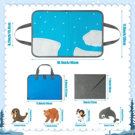 WATINC Travel Felt Board Story Set - 28PCS Portable Felt Board Educational Birthday Gift for Boys & Girls, Themed Storytelling Preschool Early Learning Interactive Play Kit for Toddler (Polar Animals)