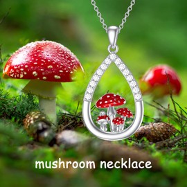 Mushroom Necklace Sterling Silver Mushroom Pendant Frog Mushroom Jewelry Gifts for Women