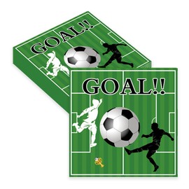 Pack of 40 Napkins Football 33 x 33 cm Children's Birthday Green Football Napkins for Football Games Theme Parties Birthdays Sports Events
