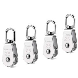 Pulley M25 Stainless Steel Pulley Set of 4 Rope Pulleys Corrosion Resistant Durable Abrasion Resistant Rope Pulley Indoor Outdoor Cargo Transport Climbing