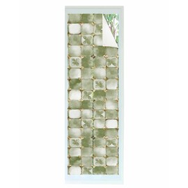 Window Privacy Film - Sage Green Leaves Retro Abstract Geometric Texture Static Clings Window Film for Glass Windows Removable Decorative Sticker for Home Bathroom Office, 17.7" x 78.7"