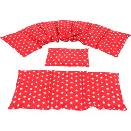 fk-koernerkissen (set of 3 long cherry stone pillows, grain pillows, heat pad XXL, spelt, wheat, rapeseed, grapes) 8 chambers, 80 x 18 cm (Purple Stars, Wheat)