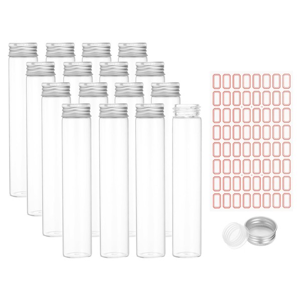 PATIKIL 80ml Test Tubes with Caps, 24Pcs 30x150mm Glass Clear