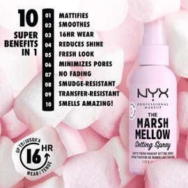 NYX PROFESSIONAL MAKEUP Marshmellow Makeup Setting Spray, Matte Setting Spray Mist for 16HR Make Up Wear - Long-Lasting, Vegan Formula