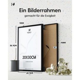 Heimlich® 1 x Picture Frame, 20 x 30 cm, Black Metal Frame, 1 Pack, Document Frame, Small Collage, Metal Frame, Aluminium Picture Frame, Poster, Picture Frame, Photo Frame
