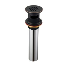 Purelux Grid Drain Strainer Assembly with Overflow for Bathroom Sink, Made of Brass Oil Rubbed Bronze