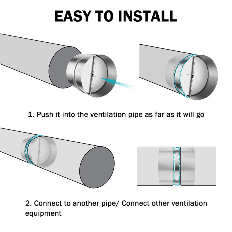 4 Inch Draft Blocker Backdraft Damper Duct Draft Stopper One-Way