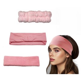 HXIELEC Pink Soft Elastic Headbands for Women – 3-Pack Non-Slip Hair Bands for Yoga, Running, and Everyday Use
