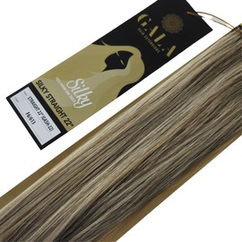 GALA BY IBEAUTY Silky Extension Cabello Lacia 100% Fibra Natural 22 Pulgadas (#6/613 CASTAÑO CLARO CON BEIGE), 1.0 unidad