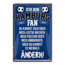 Hamburg Fan Tin Sign - Metal Sign Gift for Hamburger Football Fans Ultras Pendant - Decorative Signs Item Accessories - Decoration Front Door Entrance Garage Children's Room Club Pub - 20 x 30 cm
