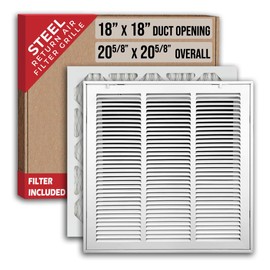 Fits 18x18 Duct Opening | Filter Included Steel Return Air Filter Grille by Handua [Removable Door] | Vent Cover Filter Grill | White | Outer Dimensions: 20 5/8"W X 20 5/8"H