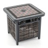 Costway 21.5 Inches Outdoor PE Rattan Side Table w/ Resin