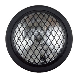 TASWK 6.5" Halogen Motorcycle Headlight w/Grille for Bobber Cafe Racer Cruiser Vintage Style (Black)