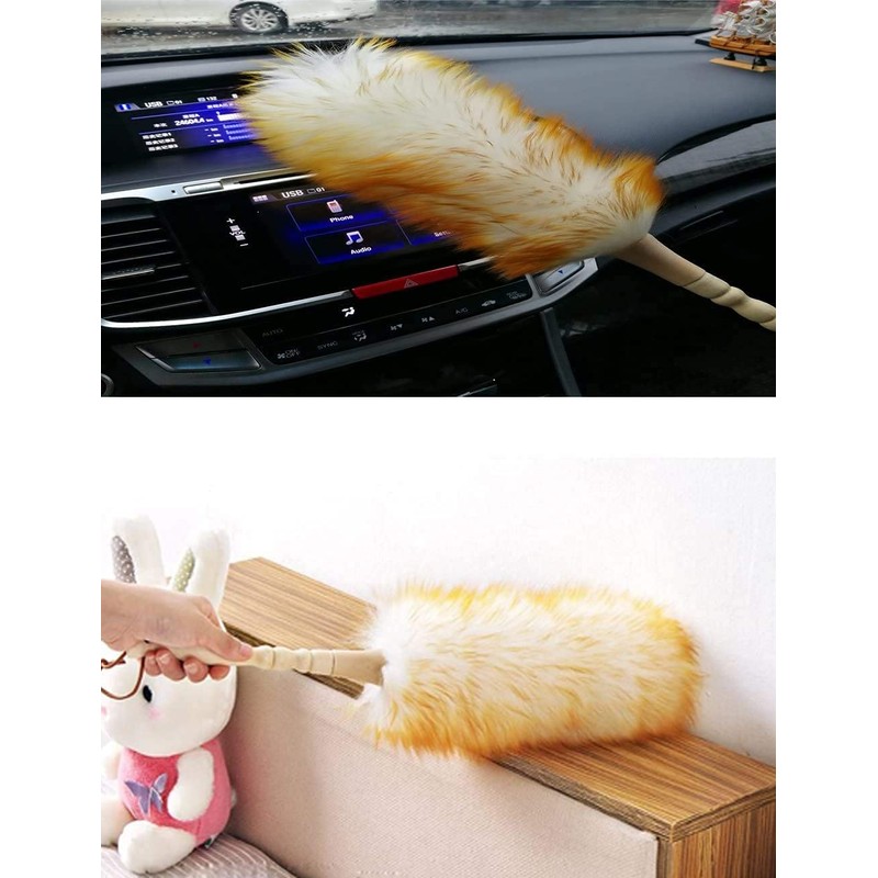 J&A Lambswool Dusters with Solid Wooden Handle, Flexible Head, Anti-Static,