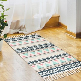 Terafeels Runner Rugs for Hallway Bedroom 2x5ft - Machine Washable Thin Rug with Tassels Non Slip Short Pile Carpet for Living Room Entryway 672615