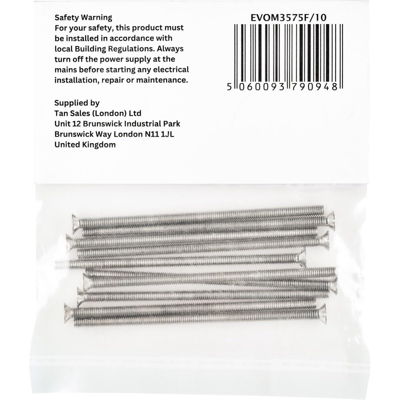 Evoges M3.5 x 75mm Long Flat Countersunk Slotted Head Electrical