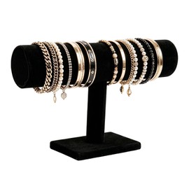 T-Bar-Soporte de exhibición de pulsera, Soporte Organizador de Joyería de Terciopelo Negro, almacenamiento de joyas, soporte de pulsera, aretes, pulse