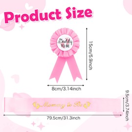 Mom to Be Sash with Gold Glitter Letters and Expecting Dad Badge Comes with Ribbon ,Baby Shower Decorations for Girl Gender Reveal Party Gift(Pink)