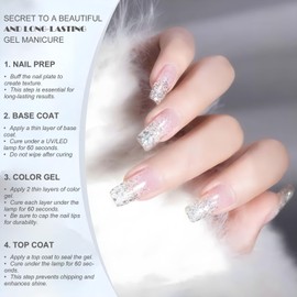 Vishine Glitter Gel Nail Polish, 16ml Crystal Silver Sparkle UV gel, Diamond Shiny Soak-Off Gel Polish for Nail Art & Home DIY, Shade L315 Crystal Stardust Falls