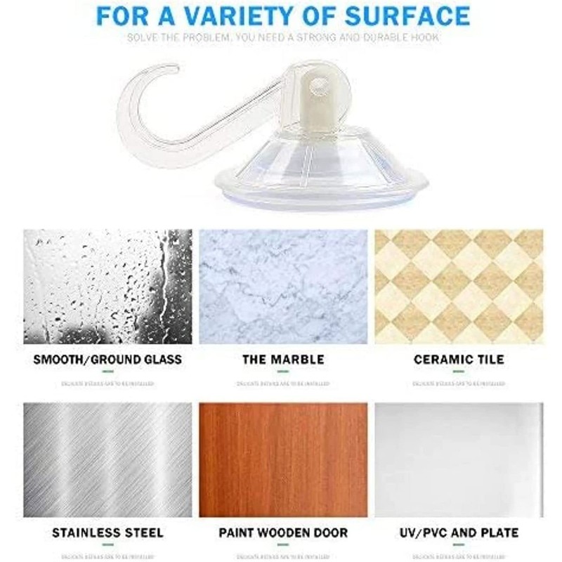 1st Choice Clear Plastic Suction Cup Hooks, 12 Pack Ultra
