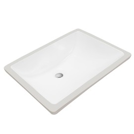 Enbol Undermount Bathroom Sink Rectangle 20x15 Inch White Ceramic Vessel Sink Under Counter Lavatory Vanity Vessel Sink with Overflow ECU1813