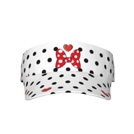 Black Polka Dots Red Bow Polka Dot Hearts Sports Sun Visor Hats Adjustable Men Women Lightweight Packable Cooling Empty Top Visor Hat for Running, Tennis, Golf