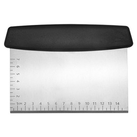 Dough Scraper Cutter with Handle and Measuring Scale for Pizza, Bread, Pastry, Stainless Steel, 15 x 7.5 cm, Silver