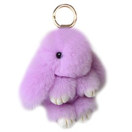 Unpafcxddyig Bunny Keychain Cute Soft Artificial fur Keychain Car Handbag Keyring 5.5in,light purple
